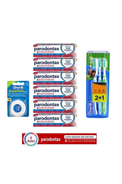 Parodontax Tam Koruma Diş Macunu 6x50 ml Oral-b Diş Fırçası 3 Efect Delicate Whıte 2+1 Oral B Diş Ipi