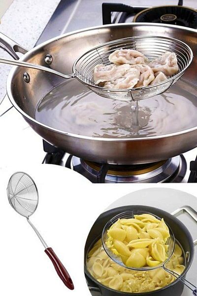 Kenpool Stainless Steel Frying Spoon Wire Colander Strainer For French Fry And Boiling