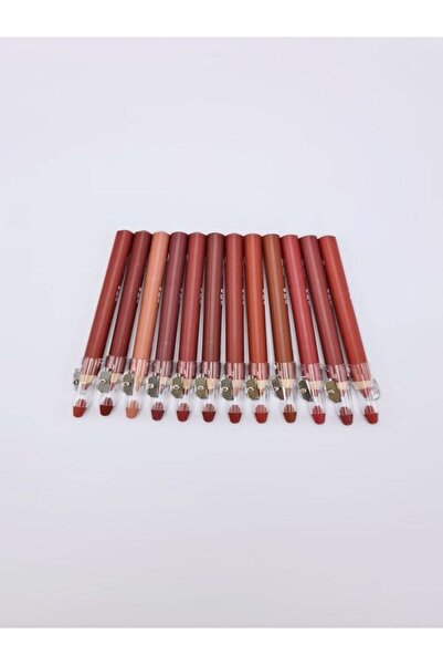hbtasarim Lip Liner Thick Set 12 Pieces Matte Color Lipstick Jumbo with Penci...