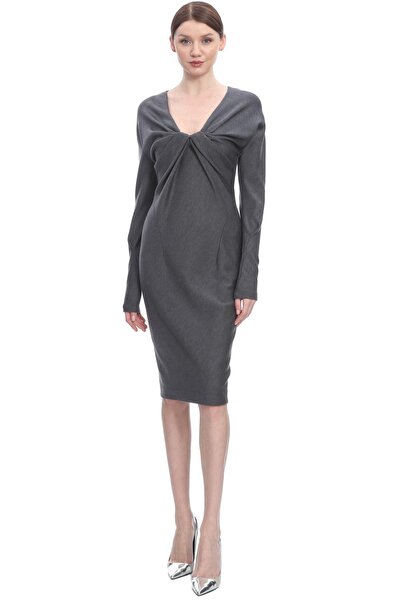 DONNA KARAN Gri Elbise