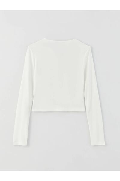 LC Waikiki Μακρυμάνικη γυναικεία μπλούζα Vision με κέντημα με λαιμόκοψη