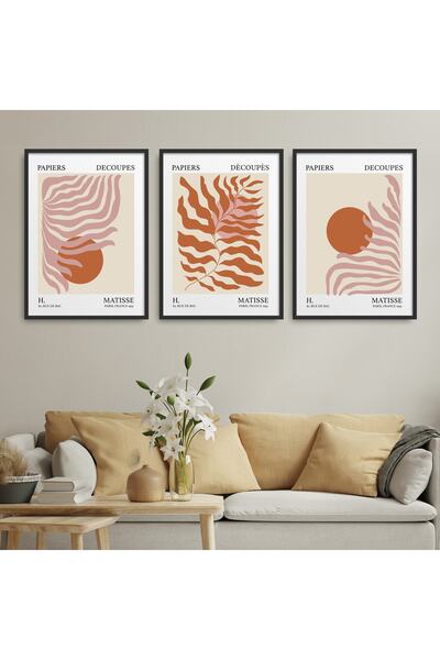 HOMEPACK Set de pictură din 3 piese cu cadru laminat negru Hpn119