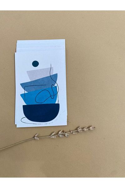 carton box Blue Geometric Packing Card 100 Pieces