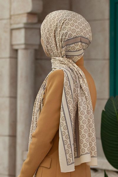 Vissona Γυναικείο σάλι πολυτελείας Medina Silk Beige-4