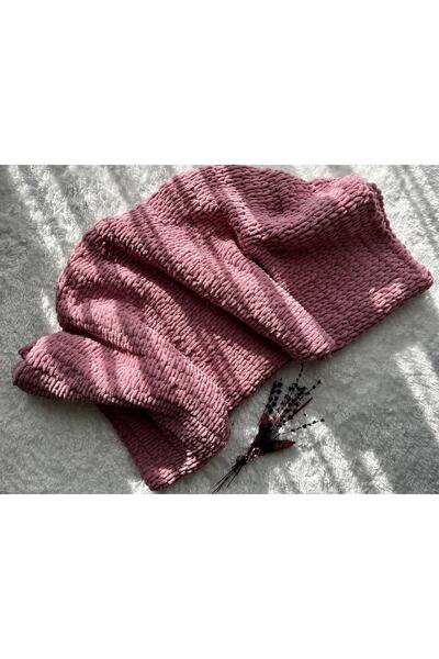 Alize Puffy Pembe Gül Rengi El Örgüsü Bebek Battaniyesi 92 X 87 Cm 385 Gram