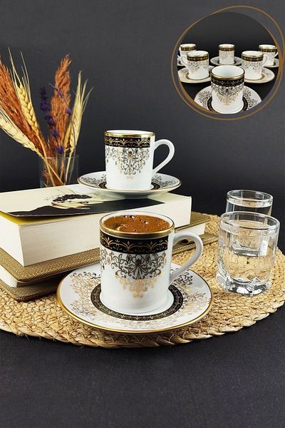 Digithome Lombardino Alara 6-Piece Porcelain Coffee Cup Set Gilded – Atn80 3061 C320.004