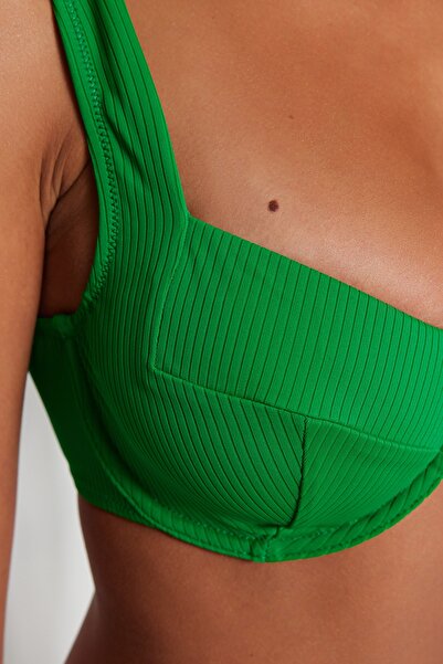 Trendyol Collection Green Underwire Textured Bikini Top TBESS21BU0017