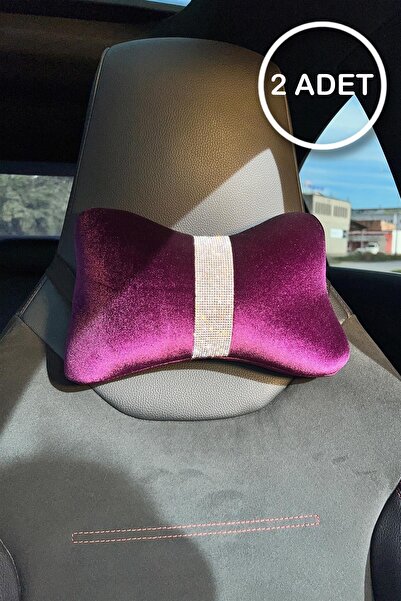 TASARIM ARABAM ATİKE ELİF AKIN Pernă de gât din catifea mov, simplă, cu dungi...