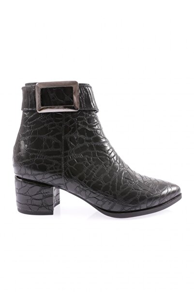 DGN Si-14k Women's 22k Pointed Toe Side Buckle Heeled Ankle Boots