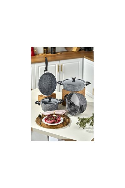 Taç Master Cook Σετ Μαγειρικά Σκεύη Γρανίτη Γκρι