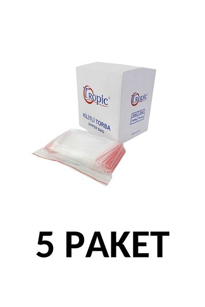 Yakutsan Tropic 5 Pack Ziplock Bag Transparent Bag 10x12 Pieces Henna Cookie Nuts Nylon (1000 pcs)
