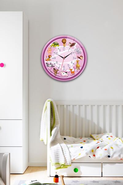 Decorita Ceas de sticlă |   Camera Copiilor - Roz |   Diametru40cm