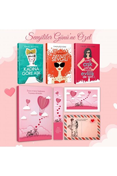 Halk Kitabevi Kartpostallı Hediye Seti-3'lu As?k Kitapları-pembego?kyu?zu? 12...
