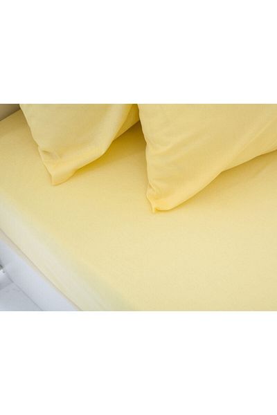 mer-tim ezberbozan ev tekstili Mer-tim Cotton Ranforce Double Elasticless Sheet Set Yellow - 240x260