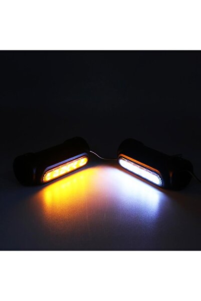 Knmaster Motosiklet Sinyalli Sis Farı Takımı Koruma Demirine Monte Gümüş Dumanlı Lens