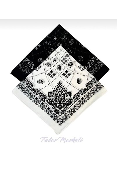 Esila Accessories طقم باندانا منقوشة للجنسين مكون من قطعتين باللونين الأسود والأبيض