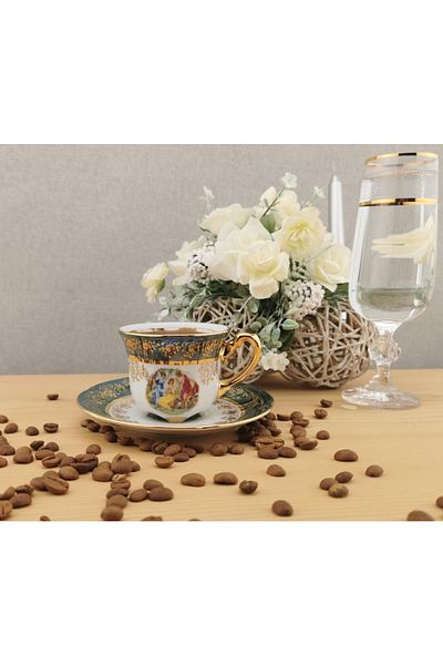 NİŞANTAŞI HOME King Chekoslavak Handmade Marquise Coffee Cup Set of 6