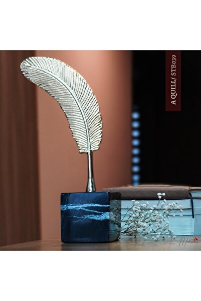 Stylish Gold Feather Table Ornament Marble Based– Perfect for Office Decor and Gift - Excellent original design