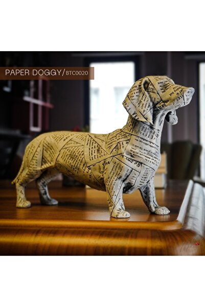 MÜKEMEL El Yapımı Gazete Baskılı Dachshund Köpek Heykeli – Eşsiz Ev Dekoru - ...