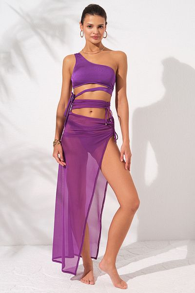 Pierre Cardin Fusta unică din tul cu fantă violet 231807