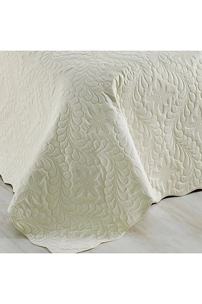 Örtüm Ivy Cream Single Microfiber Quilted Bedspread Ecru