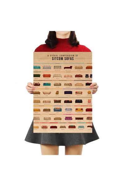 Caph Design Sitcom Koltukları Vintage Kraft Poster - 33x48cm