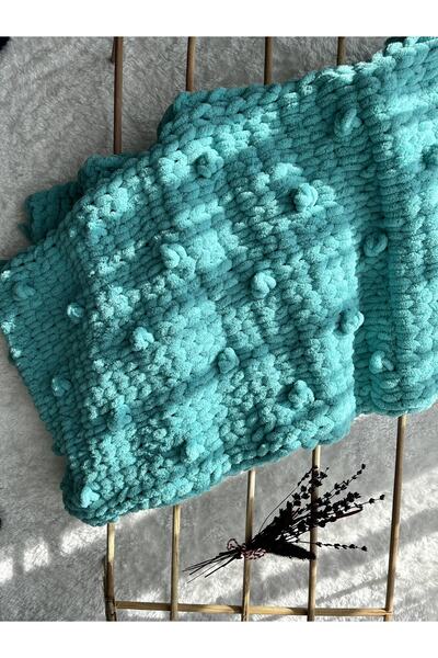 Alize Puffy Mint Rengi El Örgü Bebek Battaniye