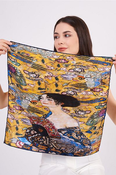 Nomads Felt 100% Silk Scarf Bandana| Gustav Klimt Lady With Fan