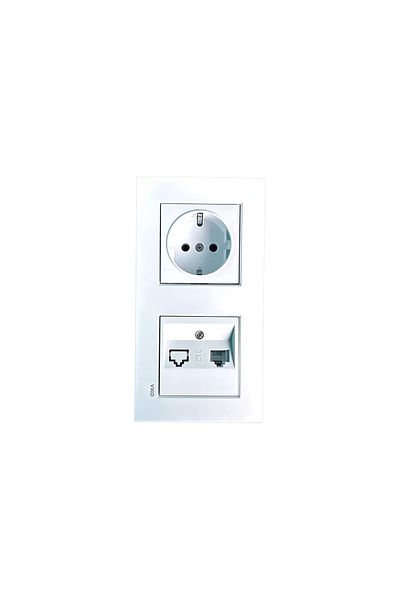VİRALİGHTİNG Viko Karre White مجموعة مزدوجة مقبس مؤرض + مقبس هاتف Numeris Cat3 Rj11