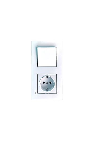 VİRALİGHTİNG Viko Karre White مجموعة مزدوجة مقبس مؤرض + مفتاح مبدل
