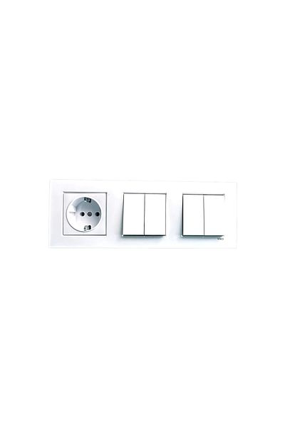 VİRALİGHTİNG Viko Karre White Triple Set Grounded Socket + Commutator Switch + Commutator Switch