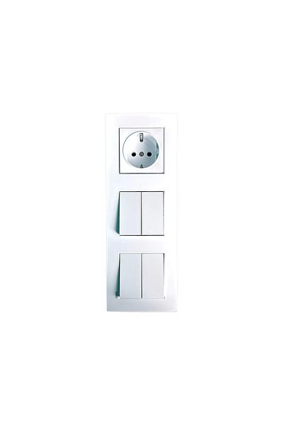 VİRALİGHTİNG Viko Karre White Triple Set Grounded Socket + Commutator Switch + Commutator Switch