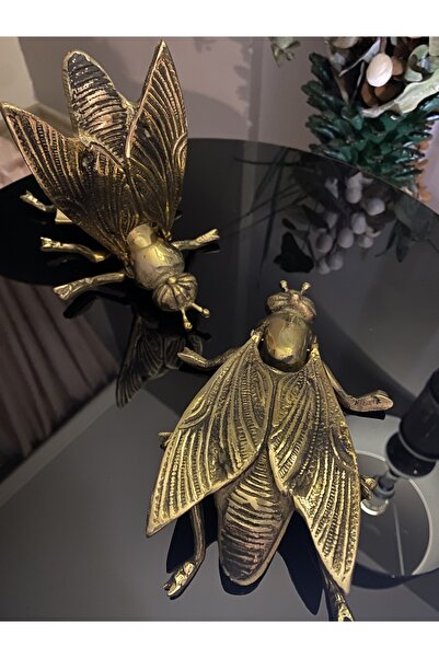 Jurjum Pirinç Küllük Sinek Kapaklı Kül Tablası Dekoratif Antika Küllük Puro Sigara Küllük