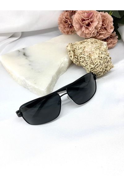 Di Caprio Rost Rectangle Matte Black Men's Sunglasses