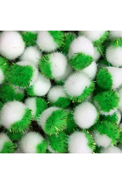 Yumuşakkeçe Glittery Green Pompom Glittery Plush Pompom 2 Cm