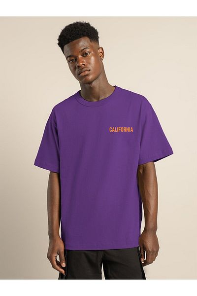 DEEPSENCE Ανδρικό μπλουζάκι Oversize Μωβ Sorfcalifornia Back Printed