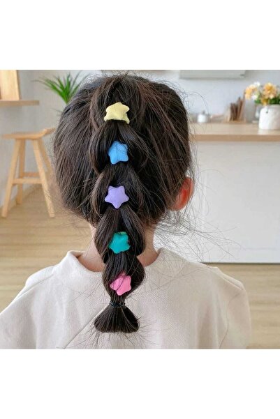 MutluBiDünya Lily Kız Bebek-çocuk 5 Li Mini Yıldız Lastik Toka