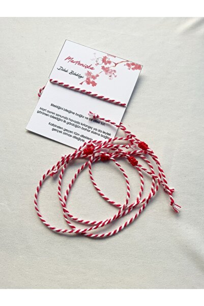 Atölye Merdiven 10 Adet Kartlı Marteniçka Mart Dilek Bilekliği Kırmızı Beyaz