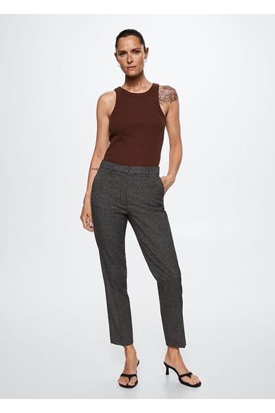 MANGO Woman Παντελόνι Skinny Suit με σχέδιο Houndstooth