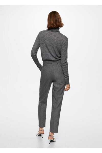 MANGO Woman Dar Kesim Yünlü Kumaş Pantolon