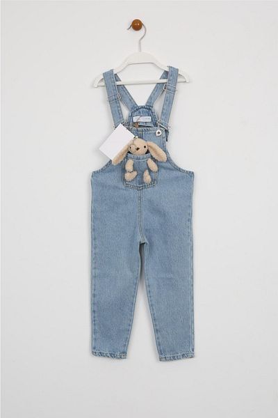 MA Kids Teddy Bear Denim Slopet Salopetă pentru fete și băieți