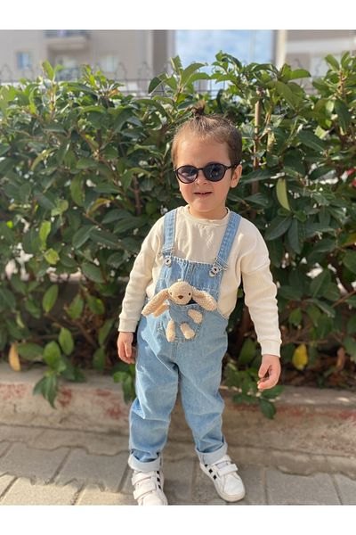 MA Kids Teddy Bear Denim Slopet Salopetă pentru fete și băieți