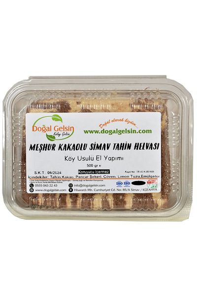 Doğal Olarak Simav'dan Doğal Gelsin Kolay Gelsin 500 Gr Famous Simav Tahini Halva with Cocoa