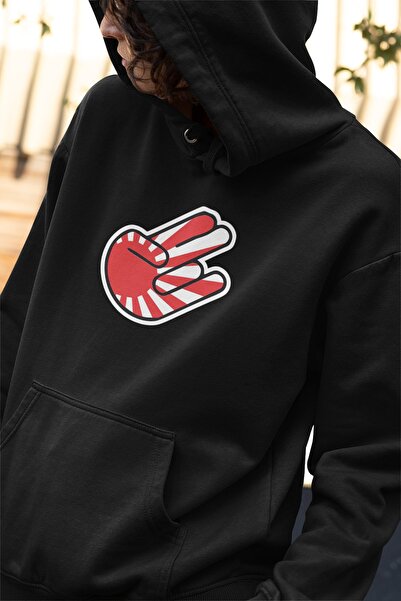 JDM 3-ниткова товста шерстяна чорна толстовка з капюшоном