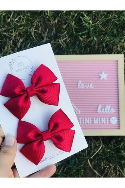 Fleur De Luna Girl's Red Double Bow Collar Buckle Set