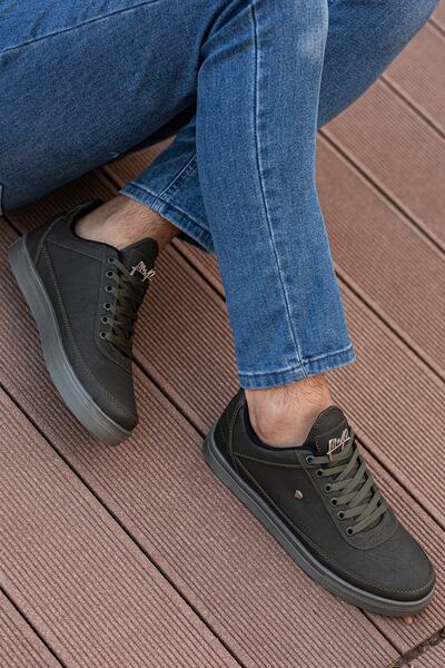 BOUIS Ανδρικά αθλητικά παπούτσια με χακί πράσινο κορδόνι, άνετη καθημερινή σόλα με μαλακή εσωτερική επένδυση