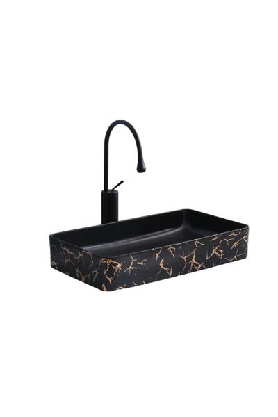 yediyapı Siyah Tezgah Üstü Mat Seramik Lavabo