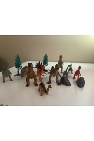 YTOYS Dinazor Dünyası - 12 Adet Dinazor -2 Taş -2 Ağaç -ultra Kalite Ithal Ürün