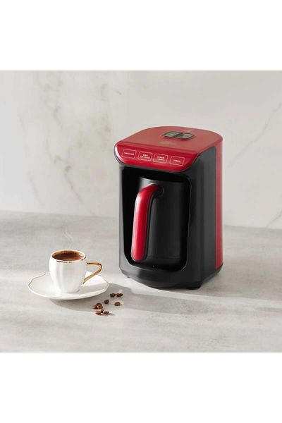 Karaca Hatir Ember Turkish Coffee Machine Shiny Red 5 Cup Capacity with Plenty of Foam