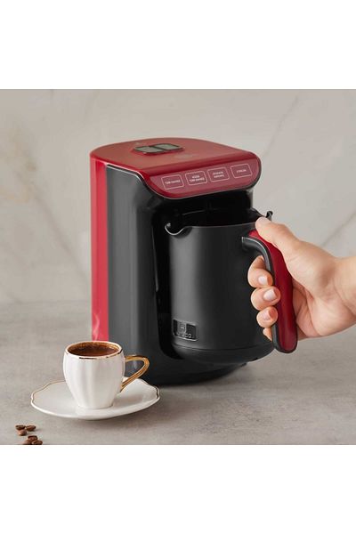Karaca Hatir Ember Turkish Coffee Machine Shiny Red 5 Cup Capacity with Plenty of Foam